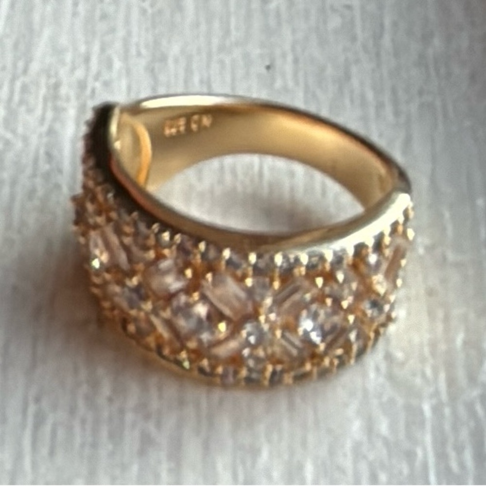 Gold Over Solid Sterling Silver Cz Ring - image 8